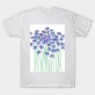 Purple Daisies in Watercolor & Colored Pencil T-Shirt